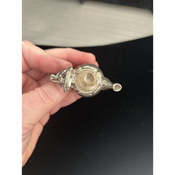 Vintage Gianna Rose 1995 Mini pewter Teapot Rose hinged Lid Pill box Trinket - Picture 7 of 11